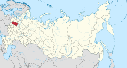 Tverin alueen sijainti Venäjällä, alla kaupungin sijainti alueella