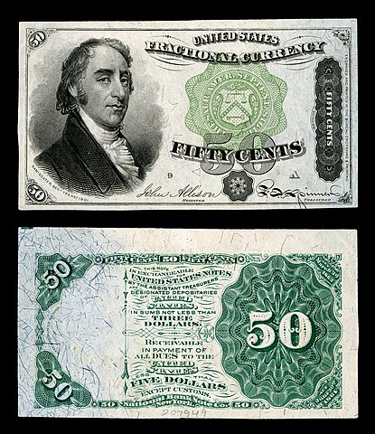 $0.50 U.S. Fractional Currency, Fourth Issue; Samuel Dexter