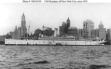 The transatlantic ocean liner Rijndam was one of 89 Dutch ships that the USA seized in March 1918 USS Rijndam (ID 2505).jpg