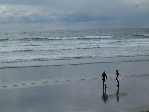 Surfers on one of Ucluelet's beaches