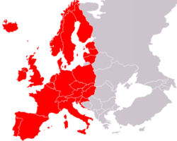 Europese lande met 'n Nieu-Latynse tradisie, wat algemeen ooreenstem met streke waar die Rooms-Katolieke en Protestante Kerke oorheers
