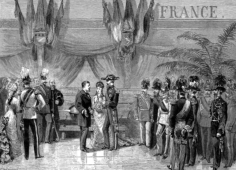 File:Visite de l'exposition internationale de Bruxelles par le roi Léopold II de Belgique et la reine Marie-Henriette le 27 septembre 1876.jpg