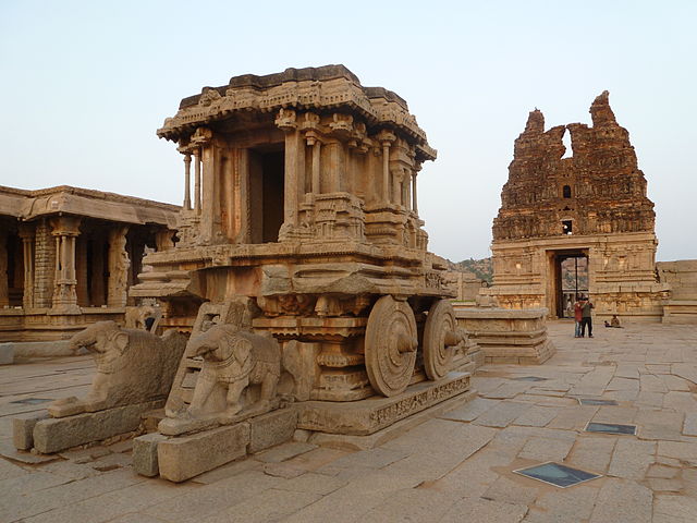 Image: Vittala temple charriot and gopuram, Hampi