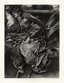 An illustration to the 1830 version of the poem, by W. E. F. Britten (c. 1901) W.E.F. Britten - The Early Poems of Alfred, Lord Tennyson - Sleeping Beauty.jpg