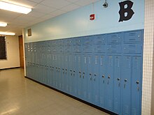 Student Lockers in one of the academic buildings of Weir High School WHSLockersinBBuilding.jpg