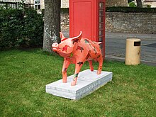 Pig sculpture in the centre of the village