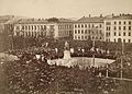 Avdukinga av Henrik Wergeland-monumentet 17. mai 1881. Foto: Severin Worm-Petersen / Oslo Museum