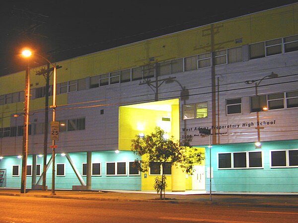 West Adams Preparatory High School is located at Vermont Avenue and Washington Blvd.