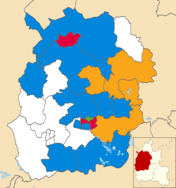 Map showing the results of the 2021 West Oxfordshire District Council election West Oxfordshire UK local election 2021 map.svg