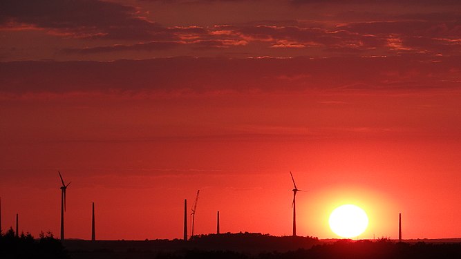 Wind turbines being built in Burgundy, France