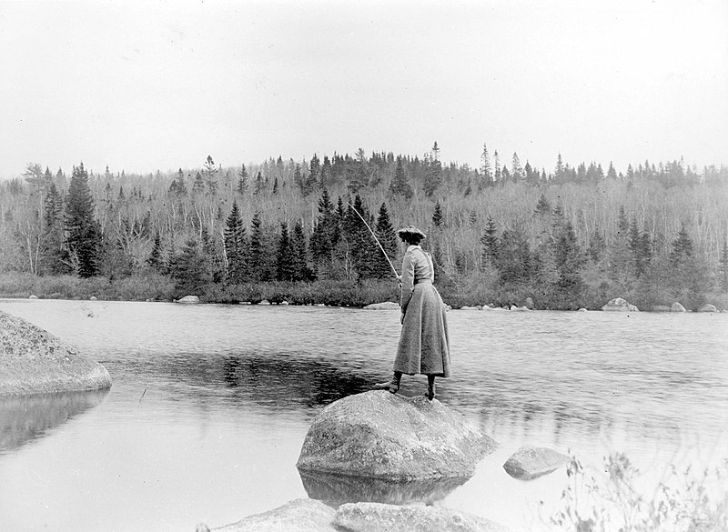 File:Woman fly fishing in Nova Scotia, Canada, ca. 1900.jpg