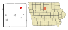 Wright County Iowa beépített és be nem épített területek Belmond Highlighted.svg