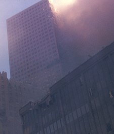 World Trade Center Building 7 on fire before its collapse on 9/11 Wtc7onfire.jpg