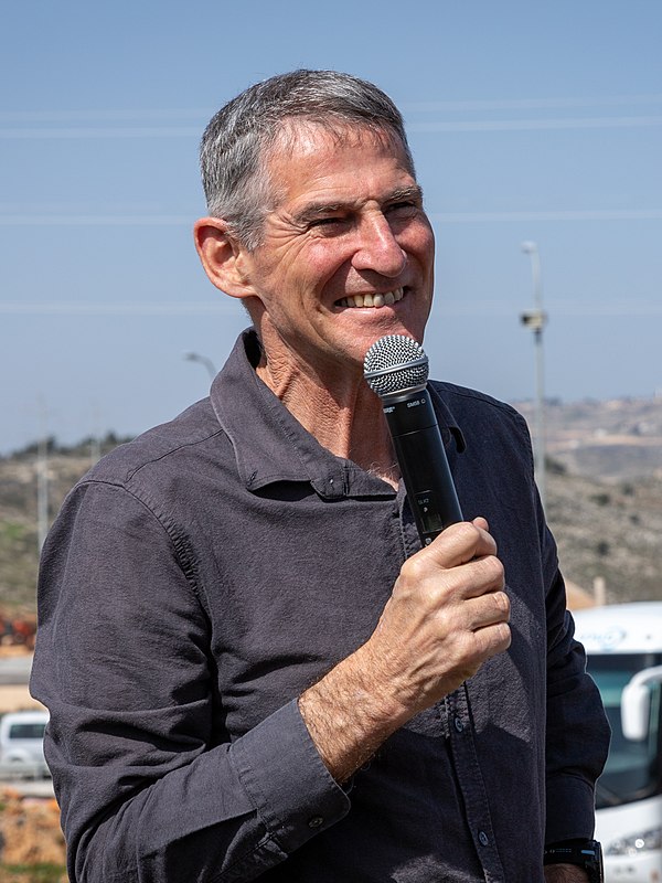 Yair Golan in a protest against the illegal outpost of Evyatar