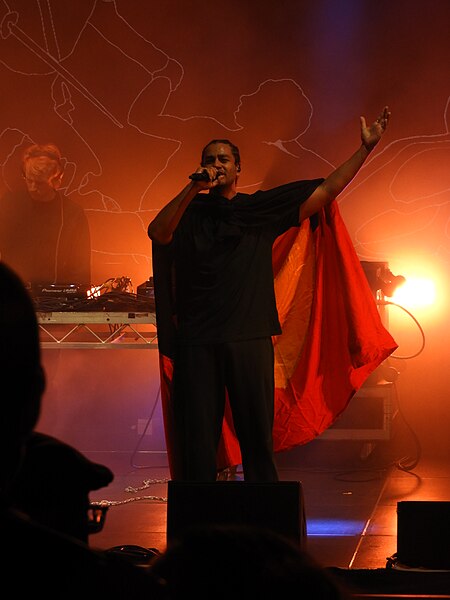 File:Ziggy Ramo performs at Adelaide Festival 2021 wearing a variation of the Australian aboriginal flag.jpg