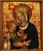 ‎‎Madonna and Child holding the goldfinch by Michele Giambono in Museo Correr