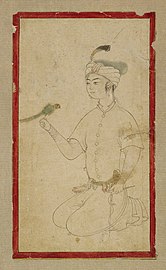 Jeune homme avec un perroquet (Sheik Mohammad, 1575), art persan