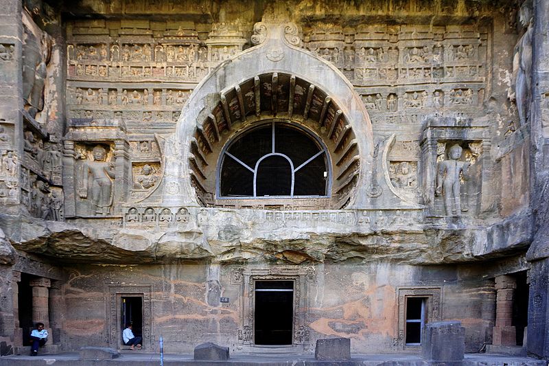 File:079 Cave 26, Exterior of Chaitya Hall (33535465394).jpg