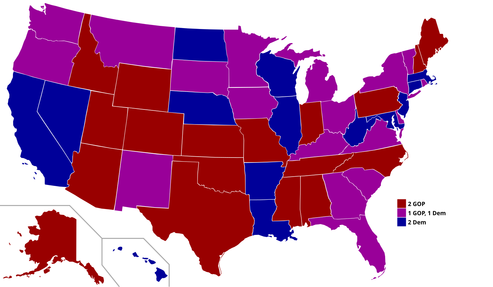 Карта республиканских и демократических штатов
