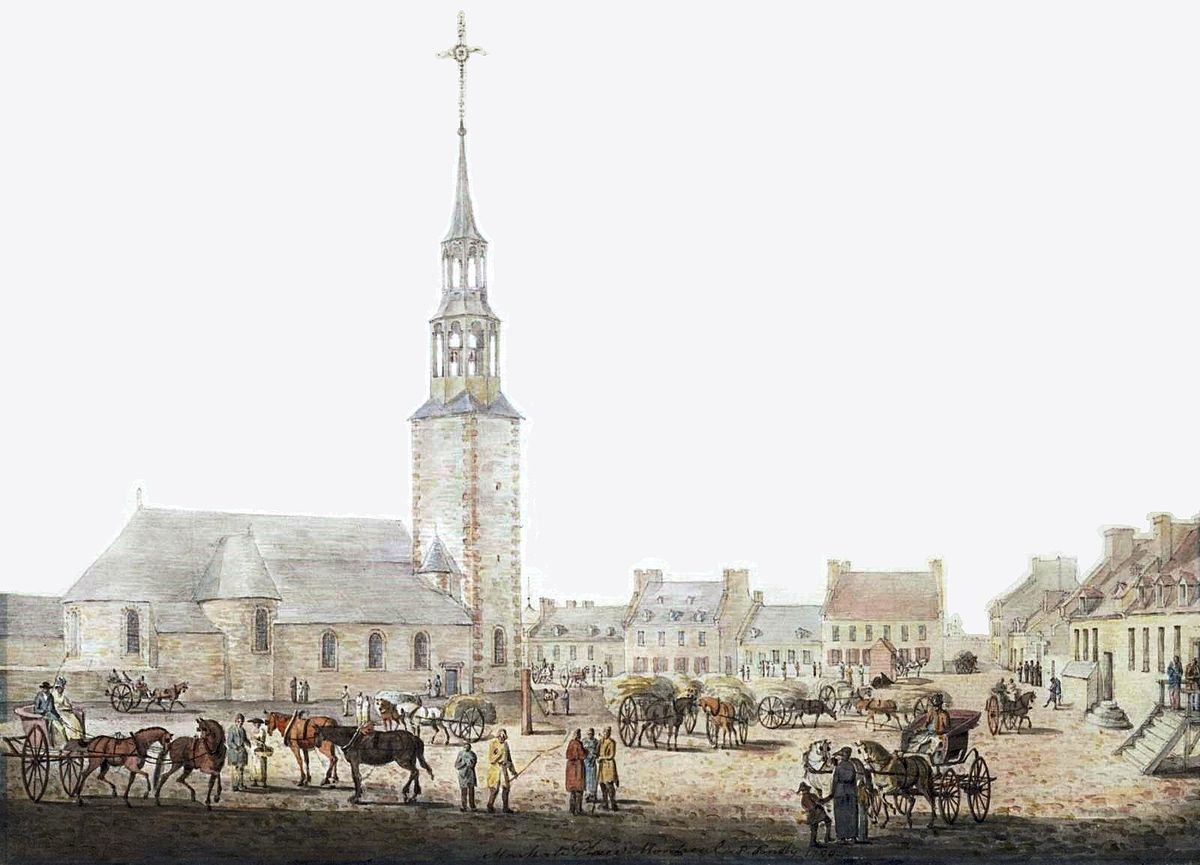 Les débuts de la Foi catholique en Nouvelle-France et au Québec ( image et musique) 1200px-1790._La_place_du_marche%2C_Montreal%2C_par_Paul_Sandby_junior