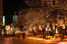 16th Street Mall with Colorado State Capitol in background 2003-11-30-16th Street Mall Lights.jpg