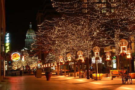 16th Street and the State Capitol during the holiday season.