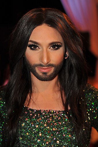 Conchita Wurst, self-described gay male and drag queen, winner of the 2014 Eurovision Song Contest