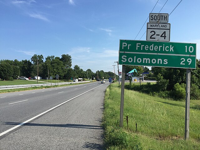 MD 2/MD 4 southbound in Calvert County