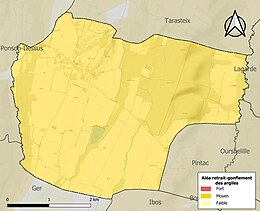 Carte des zones d'aléa retrait-gonflement des sols argileux d'Oroix.