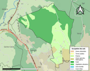 Carte en couleurs présentant l'occupation des sols.