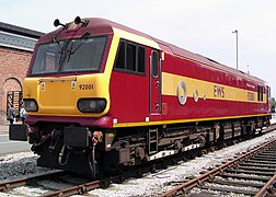 Eine 'Class 92' Lokomotive der EWS, genannt 'Victor Hugo'