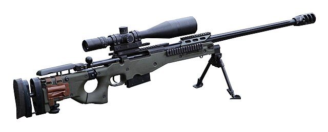 Accuracy International AWM sniper rifle with several mounting interface kits