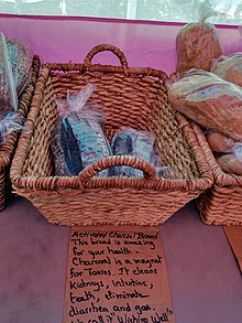 Activated charcoal bread for sale in a farmer's market Activated Charcoal Bread.jpg