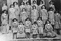 Alaska Native girls wearing school uniforms, Alaska, between 1908 and 1918