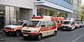 Some ambulances standing by in Graz, Austria.
