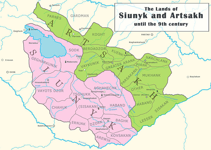 L'Artsakh et la Siounie jusqu'au IXe siècle.