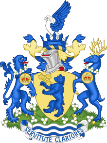 Arms of the OPP, as granted by the Canadian Heraldic Authority in 1998. Arms of the Ontario Provincial Police.svg