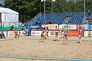 Deutsch: Beachhandball Europameisterschaften 2019 (Beach handball Euro); Tag 2: 3. Juli 2019 – Frauen, Vorrunde Gruppe D, Ukraine-Deutschland 2:0 (23:22, 32:24) English: Beach handball Euro; Day 2: 3 July 2019 – Women Preliminary Round Group D – Ukraine-Germany 2:0 (23:22, 32:24)