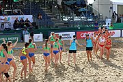 Deutsch: Beachhandball Europameisterschaften 2019 (Beach handball Euro); Tag 4: 5. Juli 2019 – Frauen, Viertelfinale, Kroatien-Ukraine 2:0 (21:20, 21:18) English: Beach handball Euro; Day 4: 5 July 2019 – Quarter Final Women – Croatia-Ukraine 2:0 (21:20, 21:18)