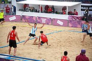 Deutsch: Beachhandball bei den Olympischen Jugendspielen 2018; Tag 5, 10. November 2018; Jungen, Hauptrunde - Thailand-Argentinien 2:1 English: Beach handball at the 2018 Summer Youth Olympics at 11 October 2018 – Boys Main Round – Thailand-Argentina 2:1