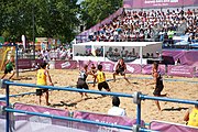 Deutsch: Beachhandball bei den Olympischen Jugendspielen 2018; Tag 3, 9. Oktober 2018; Jungs, Vorrunde, Gruppe A - Ungarn-Thailand 2:1 English: Beach handball at the 2018 Summer Youth Olympics at 9 October 2018 – Girls Preliminary Round Group A‎ – Hungary-Thailand 2:1