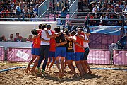 Deutsch: Beachhandball bei den Olympischen Jugendspielen 2018 in Buenos Aires; Tag 7, 13. Oktober 2018; Jungen, Halbfinale – Spanien-Kroatien 2:1 English: Beach handball at the 2018 Summer Youth Olympics in Buenos Aires at 13 October 2018 – Boys Semifinal – Spain-Croatia 2:1 Español: Handball de playa en los Juegos Olimpicos de la Juventud Buenos Aires 2018 en 13 de octubre de 2018 – Semifinales de chicos - España-Croacia 2:1