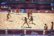 Deutsch: Beachhandball bei den Olympischen Jugendspielen 2018; Tag 4, 10. Oktober 2018; Mädchen, Vorrunde, Gruppe A - Ungarn-Chinese Taipei (Taiwan) 2:0 English: Beach handball at the 2018 Summer Youth Olympics at 10 October 2018 – Girls Preliminary Round Group A‎ – Hungary-Chinese Taipei 2:0