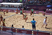 Deutsch: Beachhandball bei den Olympischen Jugendspielen 2018; Tag 4, 10. Oktober 2018; Mädchen, Vorrunde, Gruppe A - Ungarn-Chinese Taipei (Taiwan) 2:0 English: Beach handball at the 2018 Summer Youth Olympics at 10 October 2018 – Girls Preliminary Round Group A‎ – Hungary-Chinese Taipei 2:0