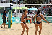 Deutsch: Beachvolleyball bei den Olympischen Jugendspielen 2018; Tag 11, 17. Oktober 2018; Mädchen, Finale – Italien (Claudia Scampoli & Nicol Bertozzi)- Russland (Maria Woronina & Maria Botscharow) 0:2 (19–21/19–21) English: Beach volleyball at the 2018 Summer Youth Olympics at 17 October 2018 – Girls Final – Italy (Claudia Scampoli & Nicol Bertozzi) - Russia (Maria Voronina & Maria Bocharova) 0:2 (19–21/19–21)