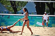 Deutsch: Beachvolleyball bei den Olympischen Jugendspielen 2018; Tag 8, 14. Oktober 2018; Mädchen, Achtelfinale – Mexiko-China 0:2 (15–21/16–21) English: Beach volleyball at the 2018 Summer Youth Olympics at 14 October 2018 – Girls Round of 16 – Mexico-China 0:2 (15–21/16–21)