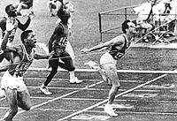 The victorious finish of the 200 metres final at 1960 Summer Olympics Berruti roma60.jpg