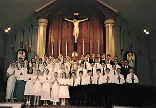 Bishop and the confirmed after Confirmation ceremony Bishop and Confirmands after Confirmation Ceremony.jpg