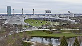 Das Olympiastadion vom Olympiaberg aus