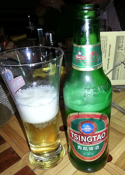 File:Bottle and glas of Chinese Tsingtao beer.jpg